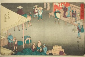 Ishi Yakushi—av. 45, fra seriens "fifty-tres tachi sound s of the urban degree (urban degree main mountain next)" av Utagawa Hiroshige