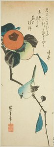 Japansk hvitøye og persimmons av Utagawa Hiroshige