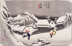 Kambara, fra Fifty-three Stations on the Tokaido Highway c.1834 (treblokk fargetrykk) av Utagawa Hiroshige