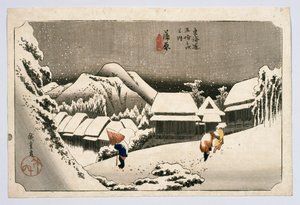 Kambara, fra femtitre stasjoner på Tokaido Highway, ca. 1834 eller senere (treblokktrykk) av Utagawa Hiroshige