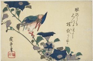 Kingfisher og klokkeblomster av Utagawa Hiroshige