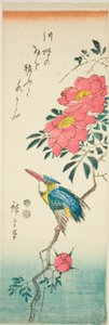 Kingfisher og roser av Utagawa Hiroshige