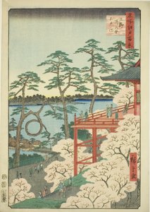 Shimizu Hall Plan d Shinobazu Pond (Øvre Shimizu Pond), fra serien "Ridge" 100 visninger)" av Utagawa Hiroshige