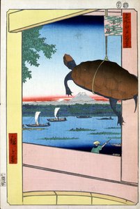 Mannen-broen og Fukagawa-distriktet hundre kjente utsikter over Edo, 1856-1858. av Utagawa Hiroshige