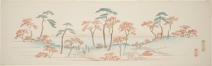Lønner ved Kaianji-tempelet (Kaianji koyo), fra en serie uten navn med kjente utsikter over Edo-forstedene av Utagawa Hiroshige