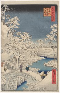 Bilde av Twilight at the Drum Bridge i Meguro, fra serien 100 Views of Famous Places in Edo av Utagawa Hiroshige