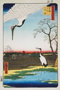 Mikawa Island, Kanasugi og Minowa Hundred berømte utsikter over Edo, 1856-1 av Utagawa Hiroshige