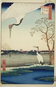 Minowa, Kanasugi, Mikawashima, fra serien "One Hundred Famous Views of Edo (Meisho Edo hyakkei)" av Utagawa Hiroshige