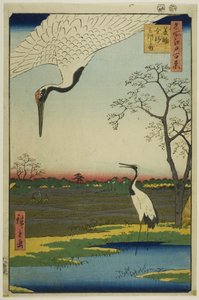 Minowa, Kanasugi, Mikawashima, fra serien quot;One Hundred Famous Views of Edo (Meisho Edo hyakkei)quot; av Utagawa Hiroshige