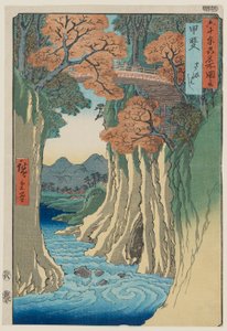 Monkey Bridge i Kai-provinsen (Saru hashi Kai): Berømt utsikt over 60 provinser, nr. 13 av Utagawa Hiroshige