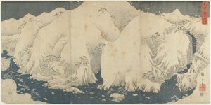 Fjell og elv ved Kiso Pass, august 1857
