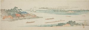 Munningen av Naka-elven (Nakagawa guchi no zu), fra en serie uten navn med kjente utsikter over Edo-forstedene av Utagawa Hiroshige