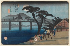 Nagakubo, nr.28, fra serien Sixty-ni stations of the Kisokaido Highway, 1835-40 (treblokktrykk) av Utagawa Hiroshige