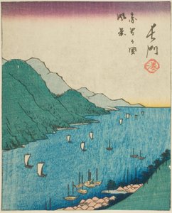 Nagato, seksjon av ark nr. 15 fra serien "Cutout Pictures of the Provinces (Kunizukushi harimaze zue)" av Utagawa Hiroshige
