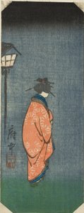 Nichomachi i Fuchu, del av ark nr. 6 fra serien "Bilder av de femti-tre stasjonene til Tokaido (Tokaido gojusan tsugi zue)" av Utagawa Hiroshige