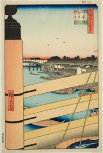 Japan B Ridge Plan d Edo B Ridge (Nihonbashi, Edobashi), fra serien "Ridge dre d fa net s Views of Edo (One Hundred Famous Views of Edo)" av Utagawa Hiroshige