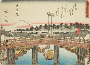 Nihonbashi, fra seriens "fifty-three S tachi-lyder av urbanitet (urban grad ved siden av hovedfjellet)," Tillatt urban grad) av Utagawa Hiroshige