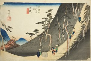 Nissaka: Sayo Mountain Pass (Nissaka, Sayo no nakayama), fra serien "Fifty-three Stations of the Tokaido (Tokaido gojusan tsugi no uchi)," også kjent som Hoeido Tokaido av Utagawa Hiroshige