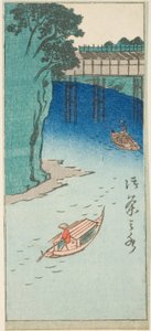Ochanomizu, del av et ark fra serien "Cutout Pictures of Famous Places in Edo (Edo meisho harimaze zue)" av Utagawa Hiroshige