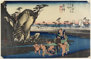 Okitsu-elven ved Okitsu, ca. 1833