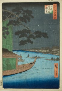 Pine of Success og Oumayagashi, Asakusa River (Asakusagawa shubi no matsu Oumayagashi), fra serien One Hundred Famous Views of Edo (Meisho Edo hyakkei) av Utagawa Hiroshige