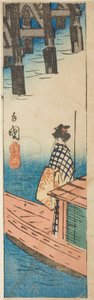 Lystbåt ved Ryogoku-broen (Ryogoku suzumibune), del av et ark fra serien "Cutouts of Famous Places in Edo (Harimaze Koto meisho)" av Utagawa Hiroshige