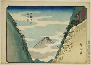 Raigo Valley ved Oyama i Sagami-provinsen (Sagami Oyama Raigodani), fra serien "Thirty-six Views of Mount Fuji (Fuji sanjurokkei)" av Utagawa Hiroshige