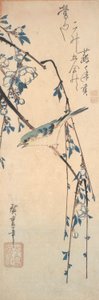 Rødflankert blåhale på en kirsebærgren av Utagawa Hiroshige