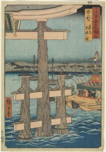 RokuScene ved Itsukushima-helligdommen, Aki-provinsen, 1853