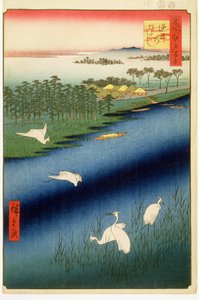 Sakasai Ferry, plate 67 fra serien One Hundred Famous Views of Edo, Edo Period, Ansei Era, 1857 (treblokktrykk) av Utagawa Hiroshige
