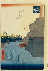 Spredte furutrær ved Tone-elven Ett hundre kjente utsikter over Edo, 1856–1858 av Utagawa Hiroshige