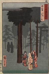 Scene for Hotohoto-festivalen i Izumo-helligdommen, Izumo-provinsen, desember 1853