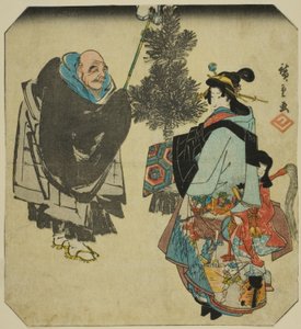 Seki: Priest Ikkyu and the Hell Courtesan, fra serien "Fifty-three Pairings for the Tokaido Road (Tokaido gojusan tsui)" av Utagawa Hiroshige