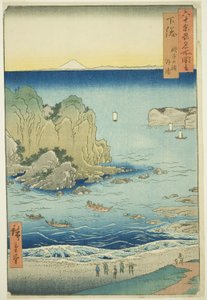 Shimosa-provinsen: Choshi Beach på den ytre bukten (Shimosa, Choshi no hama Toura), fra serien "Famous Places in the Sixty-odd Provinces (Rokujuyoshu meisho zue)" av Utagawa Hiroshige