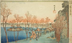 Shinobazu Pond ved Kami no Shinobazu Pond, fra Teseries av Utagawa Hiroshige