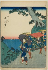 Shirasuka, fra seriens "fifty-three S tachi-lyd "of te urbanity" (Goshuyama neste) Hver gang) av Utagawa Hiroshige