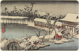 Snø ved helligdommen til Kameido Tenman, 1832-1834