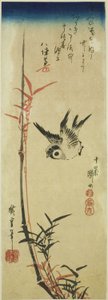 Spurv og bambus av Utagawa Hiroshige