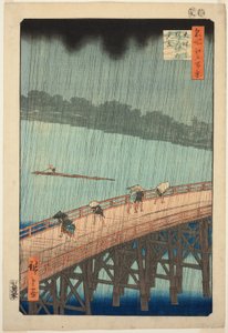 Suden Shouer Over New Chopsticks B Ridge Plan D Ataka (Chopsticks Ataka Yumitate), Fra Te-seriens "Ridges"-visning)” av Utagawa Hiroshige