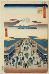 Skrevet av Suruga, fra serien "Ridge dre d fa net s view ws of Edo (One Hundred Famous Views of Edo)" av Utagawa Hiroshige