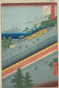 Hallen med trettitre bukter i Fukagawa (Fukagawa Sanjusangendo), nr. 69 fra serien «Hundre berømte utsikter over Edo (Meisho Edo hyakkei)» av Utagawa Hiroshige