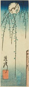 Michiyuki-scenen fra stykket Ohan and Choemon (Michiyuki, Ohan Choemon), del av et ark fra serien "Reflections of Dramas in Cutouts (Harimaze joruri kagami)" av Utagawa Hiroshige