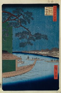 Suksessens furu og Oumayagashi ved Asakusa-elven Ett hundre kjente utsikter over Edo, 1856-1858 av Utagawa Hiroshige