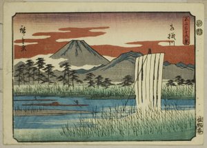 Sagami-elven (Sagamigawa), fra serien "Thirty-six Views of Mount Fuji (Fuji sanjurokkei)" av Utagawa Hiroshige