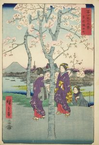 Sumida-vollen i den østlige hovedstaden (Toto Sumida-zutsumi), fra serien "Thirty-six Views of Mount Fuji (Fuji sanjurokkei)" av Utagawa Hiroshige