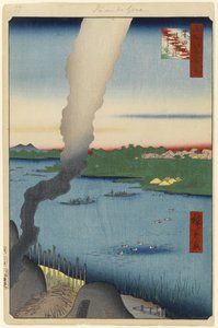 Tile Kilns and Hashiba Ferry, Sumida River, No.37 from One Hundred Famous Views of Edo, 1857 (treblokktrykk) av Utagawa Hiroshige