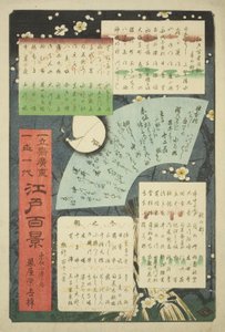 Tittelside og innholdsliste for "One Hundred Famous Views of Edo (Meisho Edo hyakkei)" av Utagawa Hiroshige