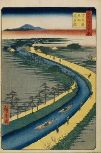 Taubåter på Yotsugi dori-kanalen Hundre kjente utsikter over Edo, 1856–1858 av Utagawa Hiroshige