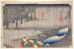 Tsuchiyama Vårregn: Femtitre stasjoner i Tokaido av Utagawa Hiroshige