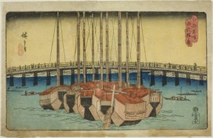 Vis v av Eitai bridge (tegning av Eitai bridge), fra tee-serien av Utagawa Hiroshige